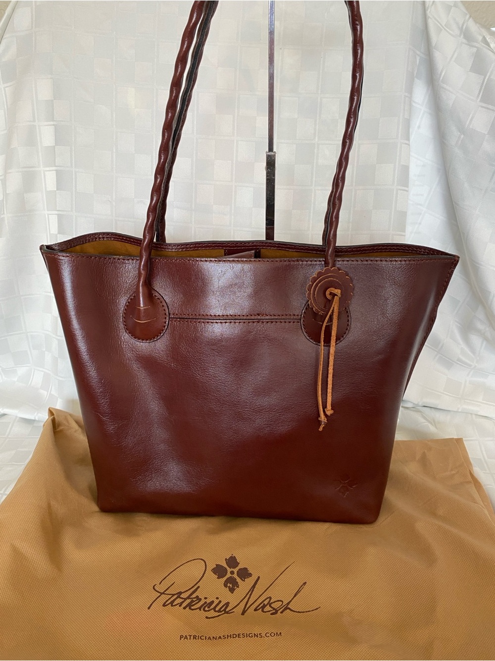 Patricia Nash British Tan Leather Tote with Braided Straps, Style P668333